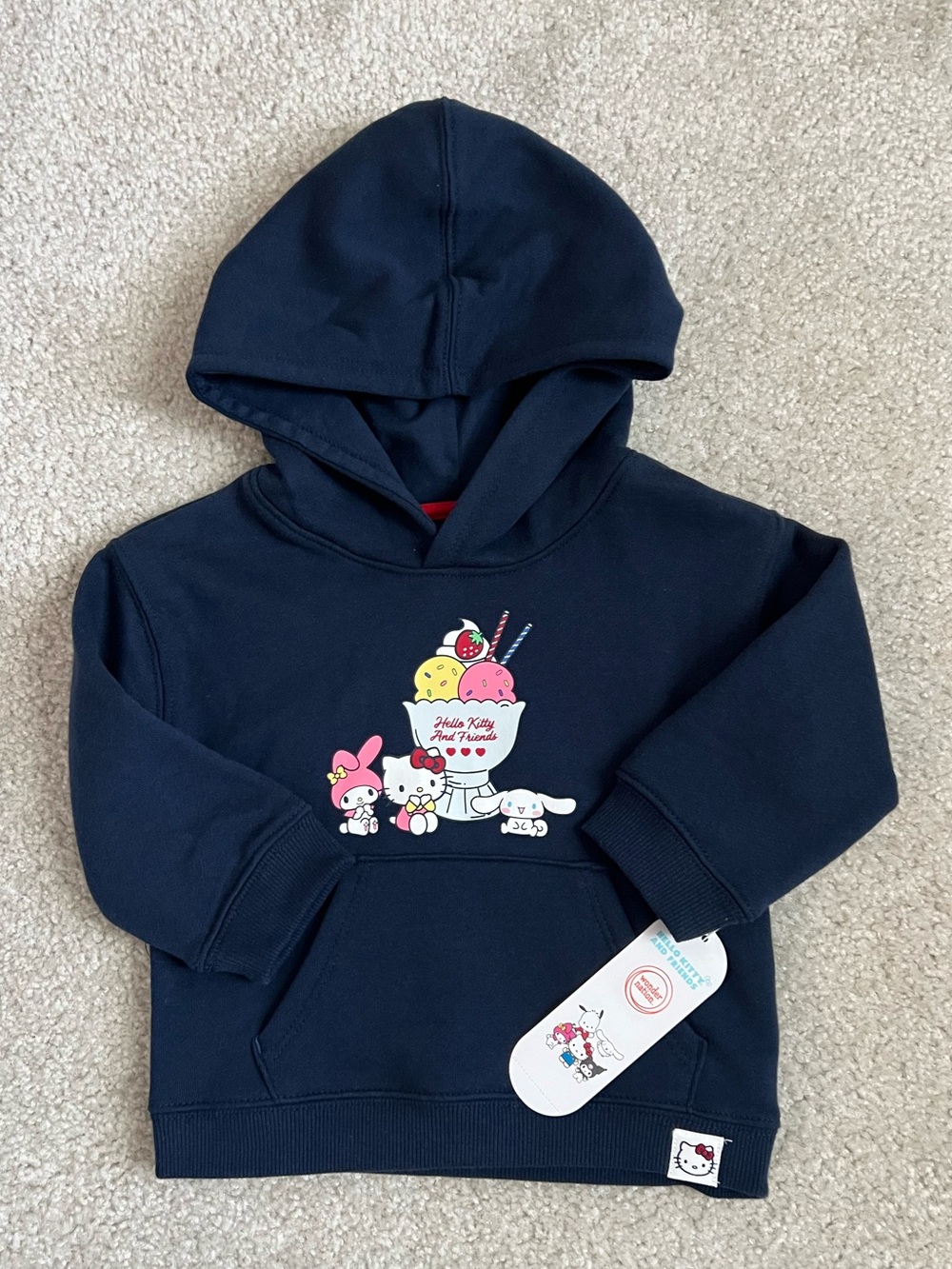 Hello Kitty Navy Hoodie with Ice Cream Character Graphic